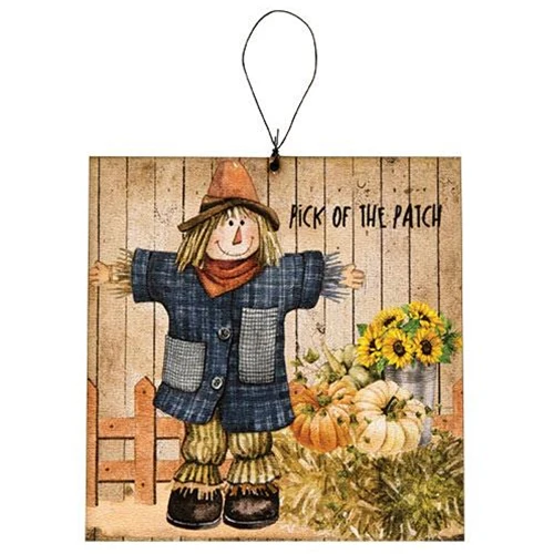 Set of 3 Scarecrow & Friends Square Ornaments - Image 2
