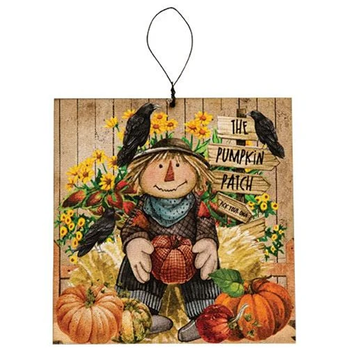Set of 3 Scarecrow & Friends Square Ornaments - Image 3