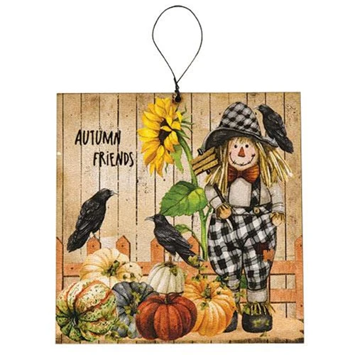 Set of 3 Scarecrow & Friends Square Ornaments - Image 4