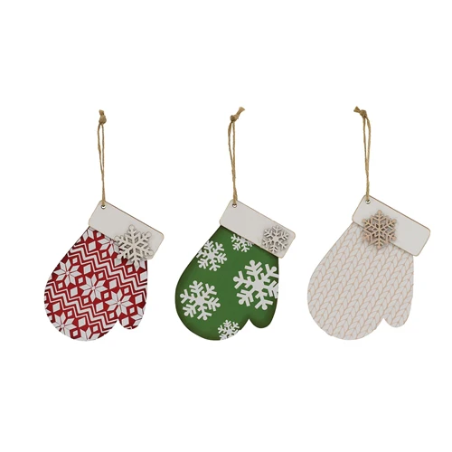 Set of 3 Snowflake Mitten Ornaments