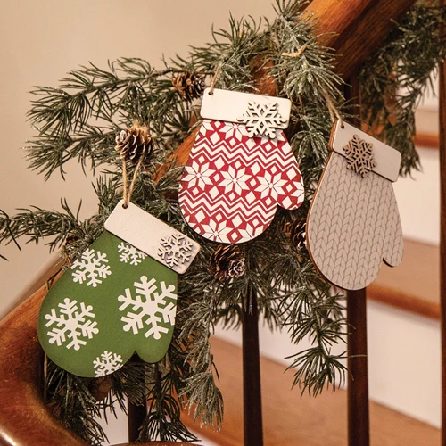 Set of 3 Snowflake Mitten Ornaments - Image 2