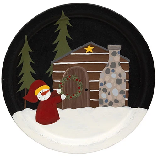 Set of 3 Snowman with Winter House 9.25" Decorative Plates - Image 4