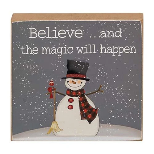 💙 Set of 3 Snowmen and Snowflakes 4" Small Block Signs - Image 2