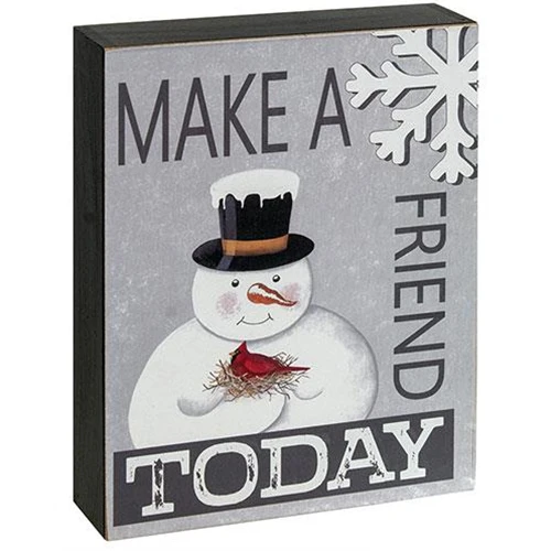 Set of 3 Snowmen Make A Friend Today 10" Box Signs - Image 4