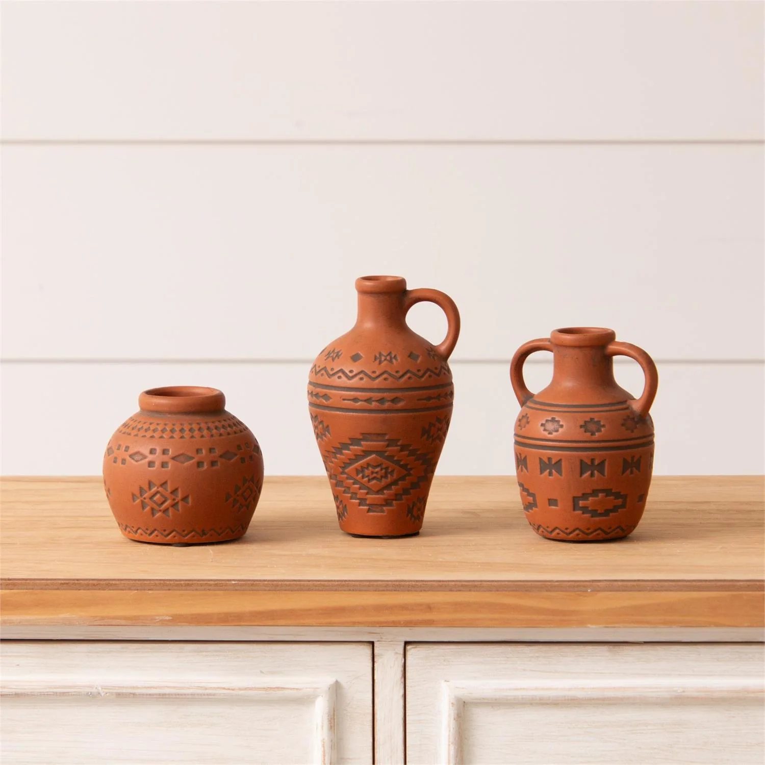 Set of 3 Southwestern Inspired Textured Bud Vases