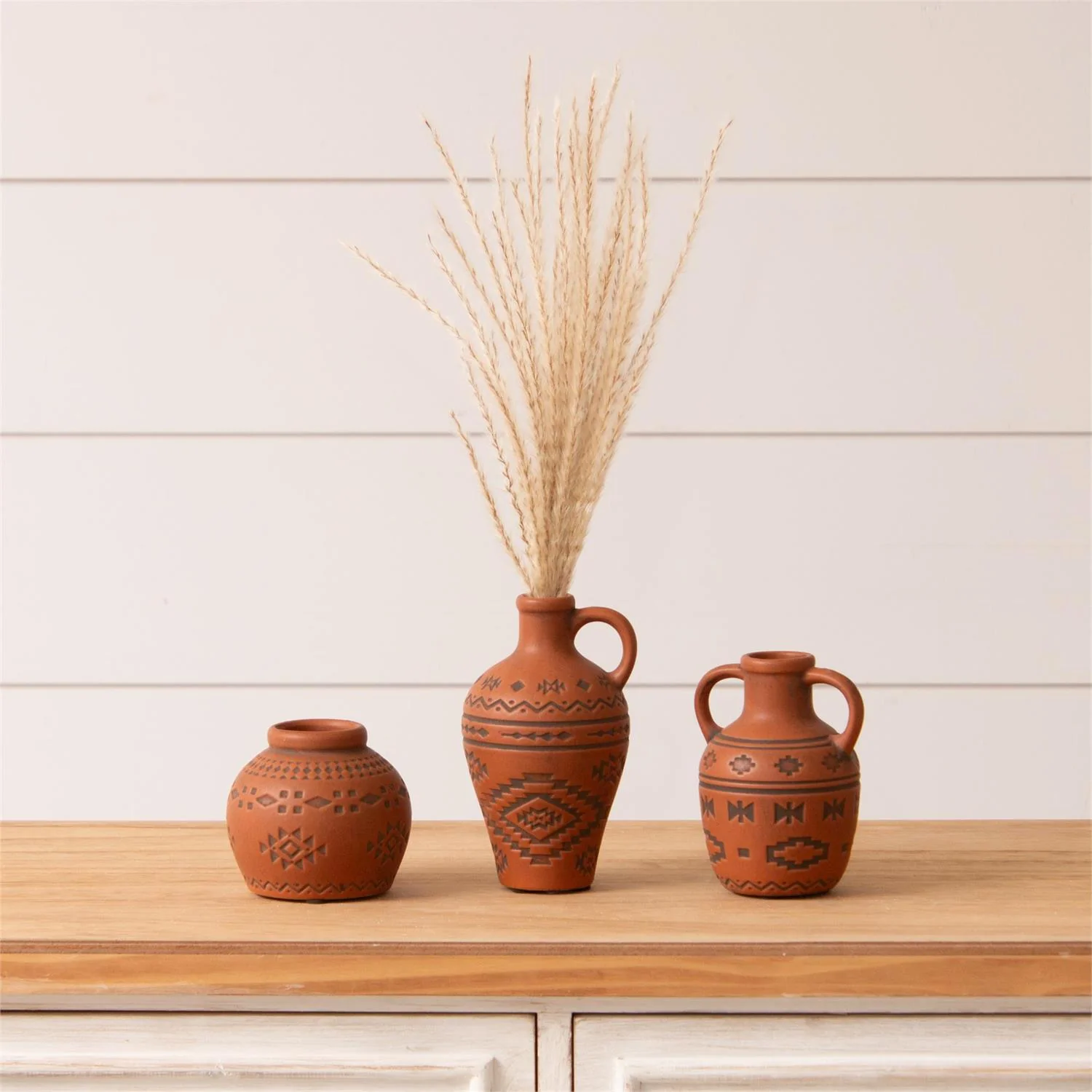 Set of 3 Southwestern Inspired Textured Bud Vases - Image 2