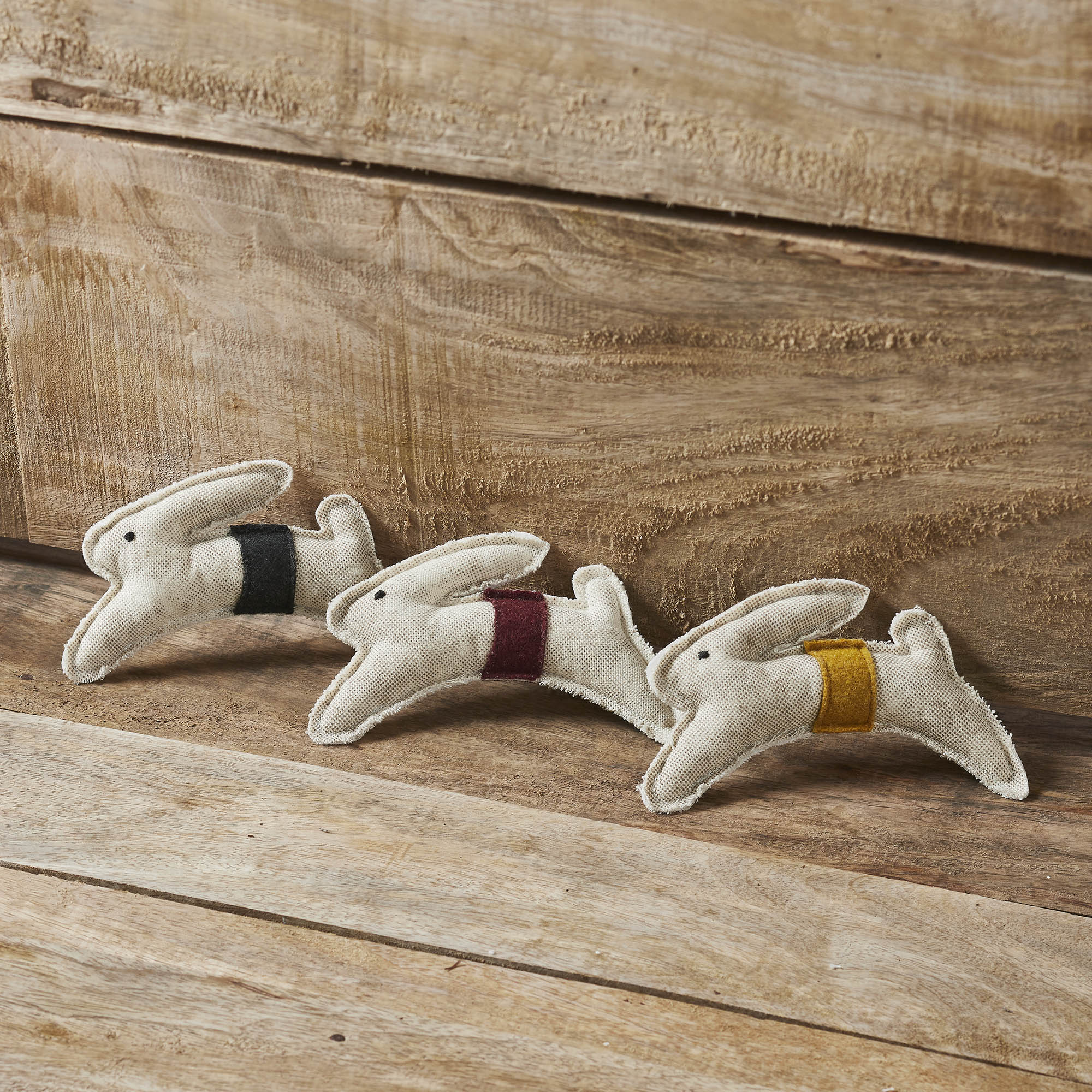 Set of 3 Spring In Bloom Primitive Leaping Bunny Bowl Fillers - Image 4
