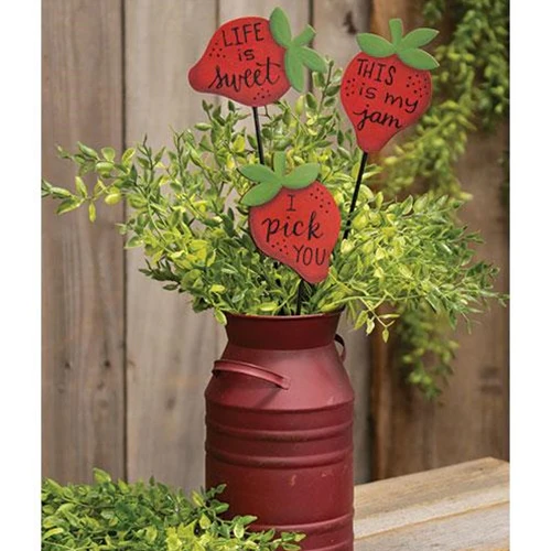 ๐ Set of 3 Strawberry Sentiments Picks - Image 2