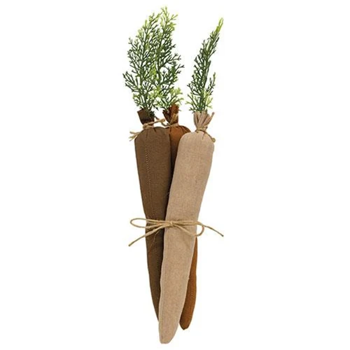 Set of 3 Stuffed Earthtone Carrot Trio