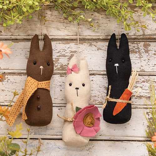 Set of 3 Stuffed Primitive Baby Bunny Hangers - Image 2