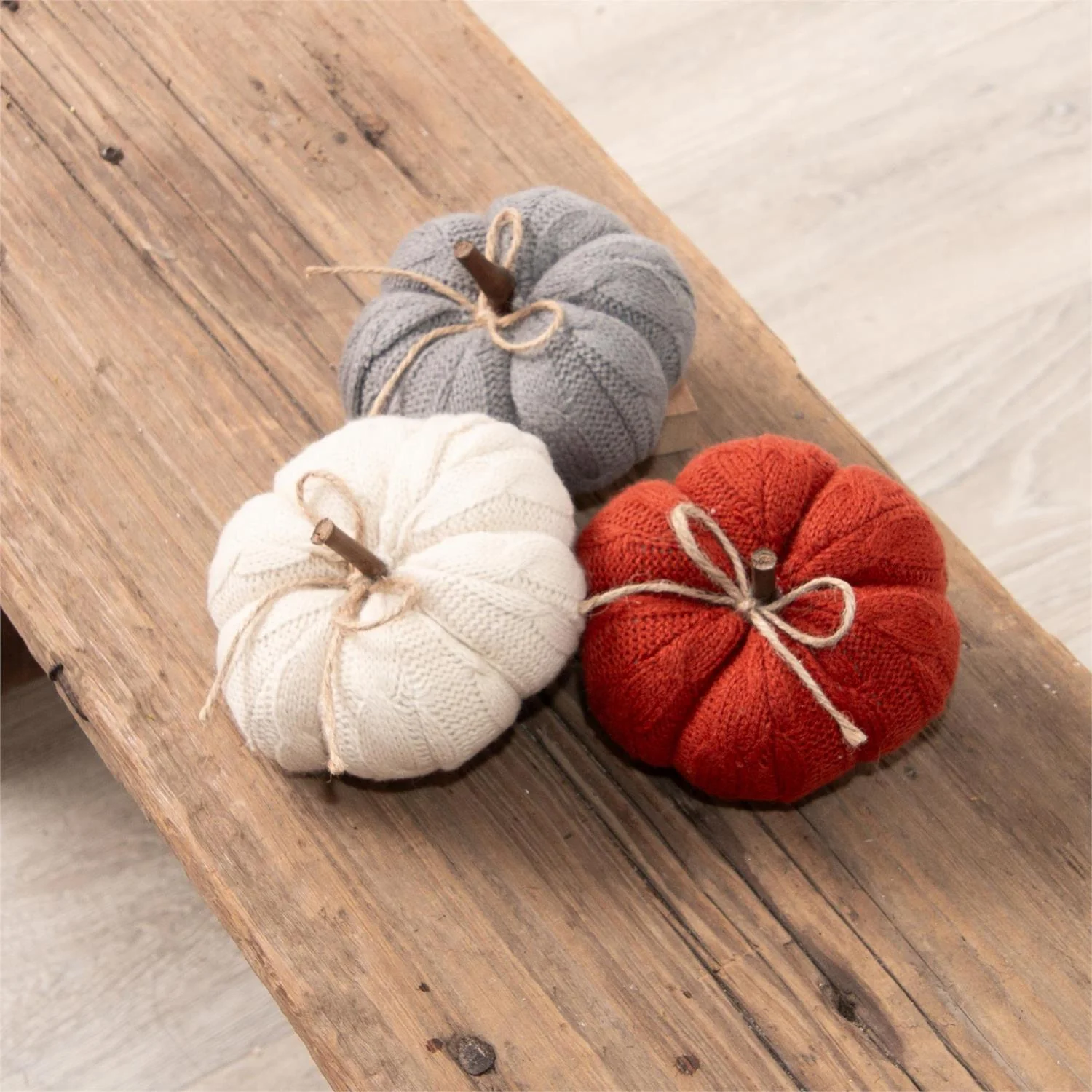 Set of 3 Sweater Knit Small Pumpkins