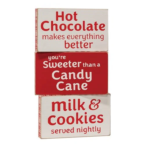 Set of 3 Sweet Christmas Block Signs