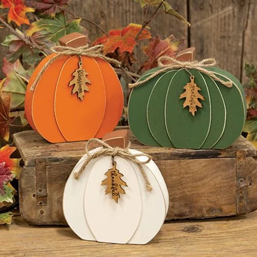 Set of 3 Thankful Grateful Blessings Chunky Pumpkins - Image 2