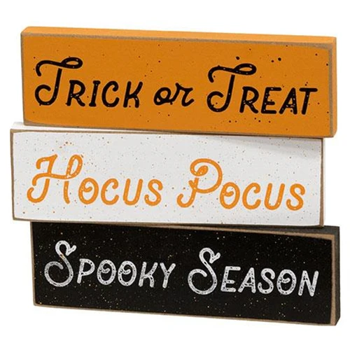 ๐ Set of 3 Trick or Treat Splattered Halloween Skinny Mini Blocks