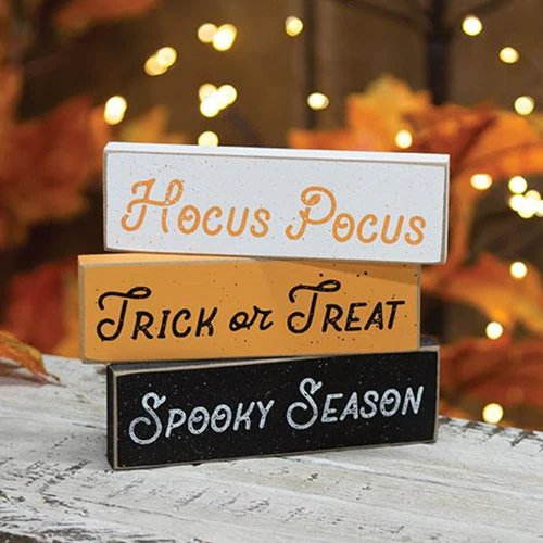 ๐ Set of 3 Trick or Treat Splattered Halloween Skinny Mini Blocks - Image 2