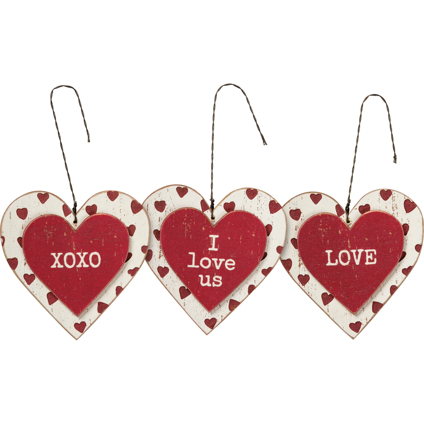 💙 Set of 3 Valentine's Day Love Heart Ornaments