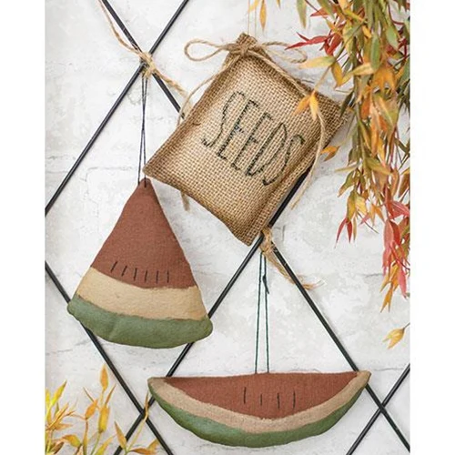 Set of 3 Watermelon Slices & Seeds Ornaments - Image 2