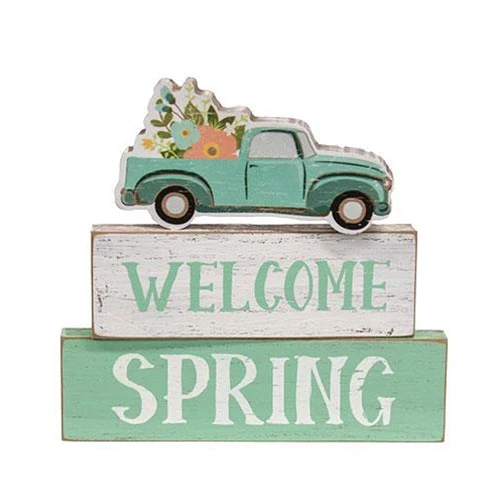 💙 Set of 3 Welcome Spring Blocks with Flower Truck - Image 2