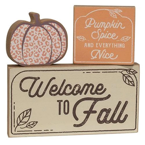 Set of 3 Welcome to Fall Wooden Blocks - Image 2