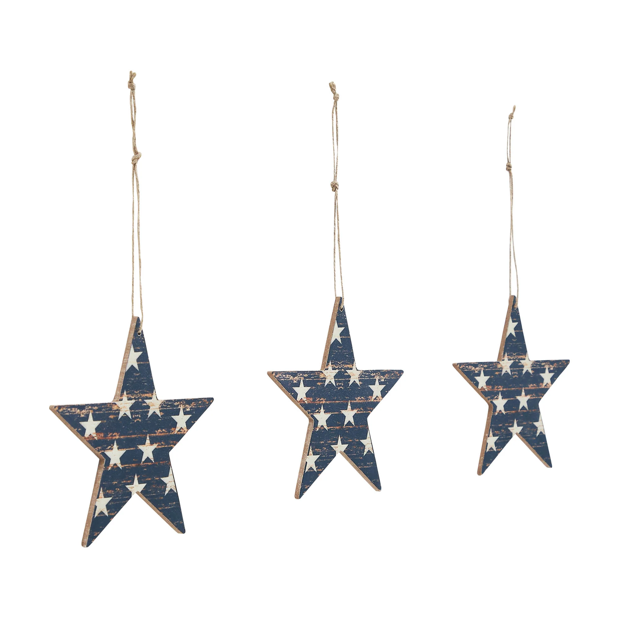 Set of 3 White Stars On Navy Star Ornaments - Image 4