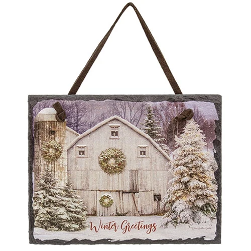 Set of 3 Winter Greetings Hanging Slate Signs - Image 4