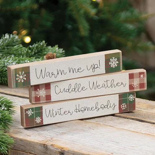 ๐ Set of 3 Winter Sentiments Mini Stick Signs