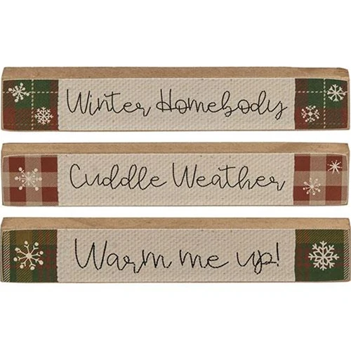 ๐ Set of 3 Winter Sentiments Mini Stick Signs - Image 2