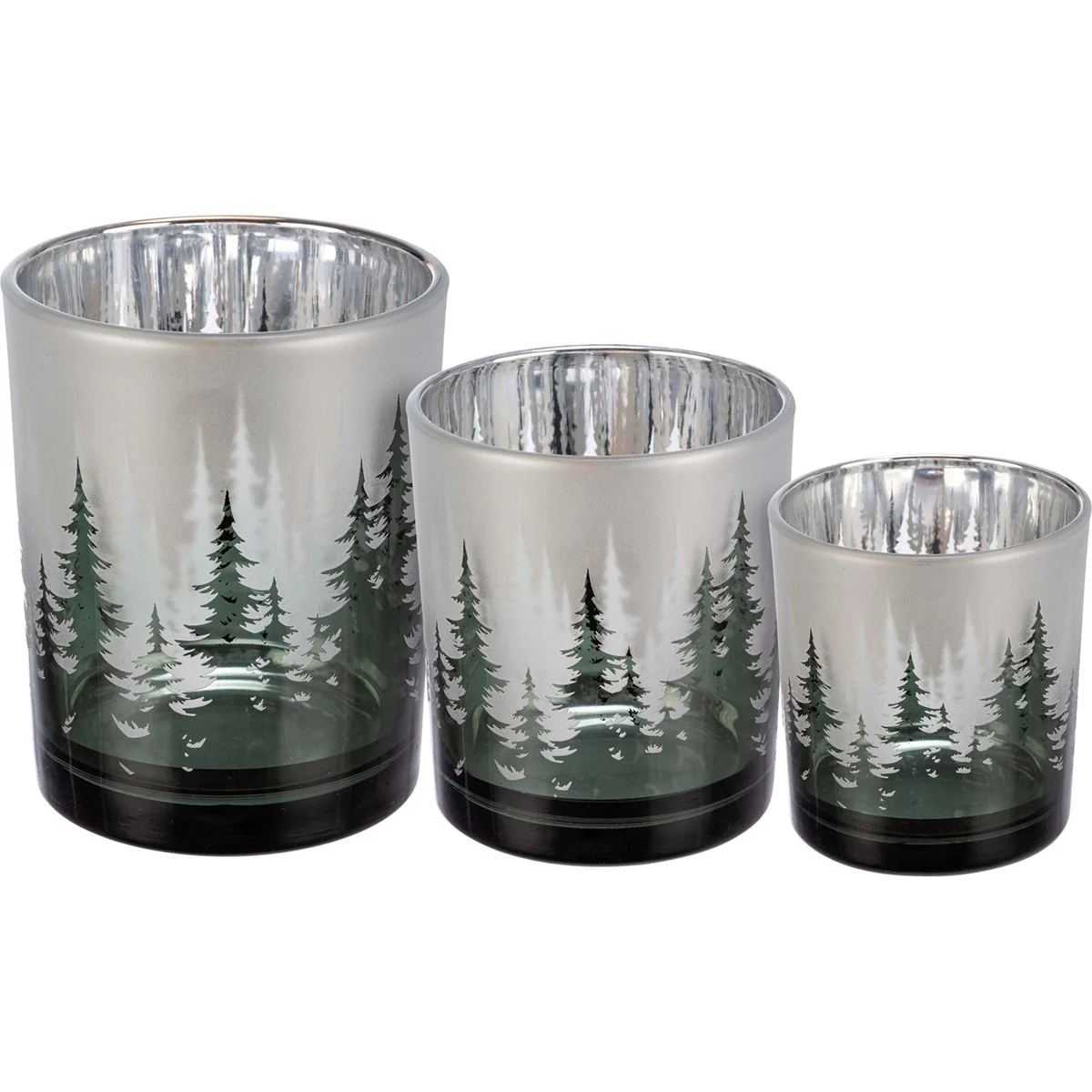 ๐ Set of 3 Winter Trees Candle Holders