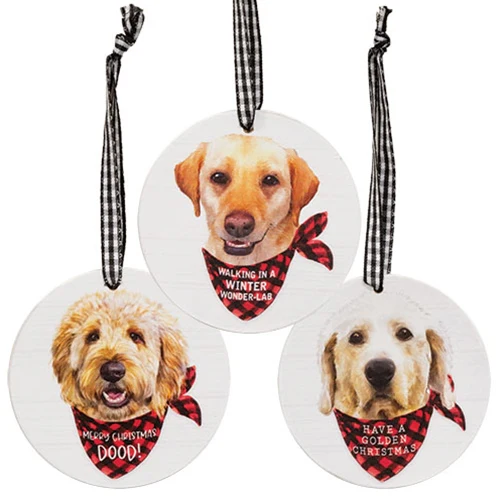 Set of 3 Winter Wonder-Lab Round Ornaments