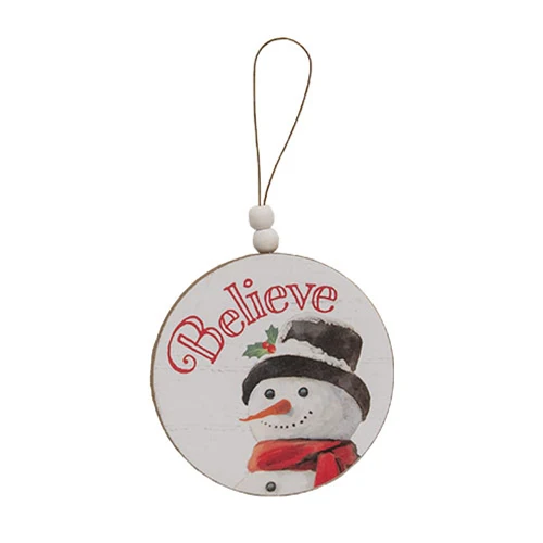 Set of 3 Winter Words Snowman Round Beaded Ornaments - Image 3