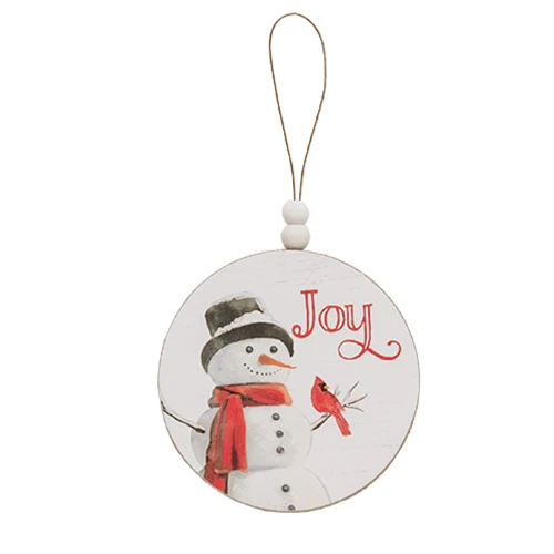 Set of 3 Winter Words Snowman Round Beaded Ornaments - Image 4