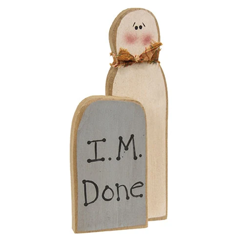 Set of 3 Wooden Ghost with Sayings Grave Stone Sitters 7.5" H - Image 3