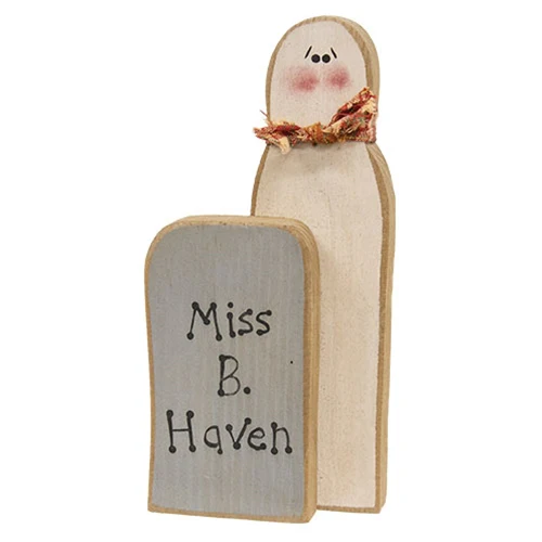 Set of 3 Wooden Ghost with Sayings Grave Stone Sitters 7.5" H - Image 4