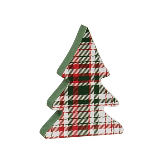 ๐ Set of 3 Wooden Holly Jolly Plaid Christmas Trees - Image 3