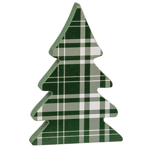 ๐ Set of 3 Wooden Holly Jolly Plaid Christmas Trees - Image 4