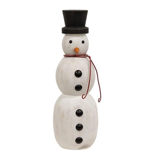 Set of 3 Wooden Spindle Snowmen with Top Hats - Image 3