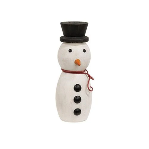 Set of 3 Wooden Spindle Snowmen with Top Hats - Image 4