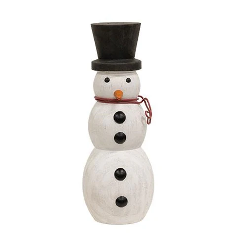 Set of 3 Wooden Spindle Snowmen with Top Hats - Image 5