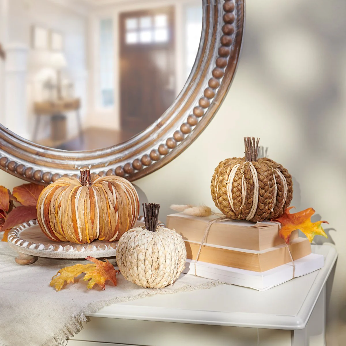 💙 Set of 3 Woven Rattan Pumpkins - Image 2