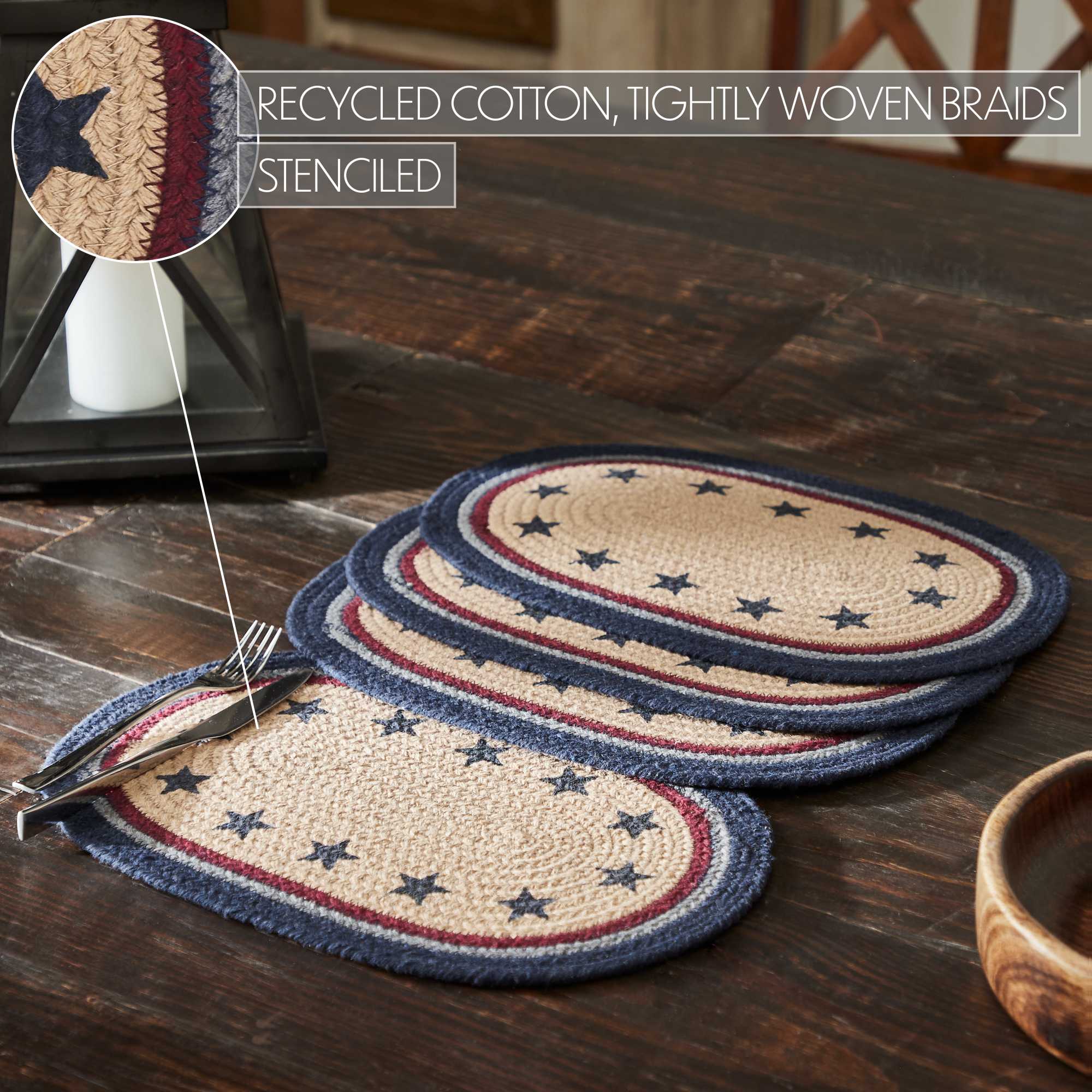 Set of 4 Americana Stencil Stars Oval Placemats 10" x 15" - Image 2