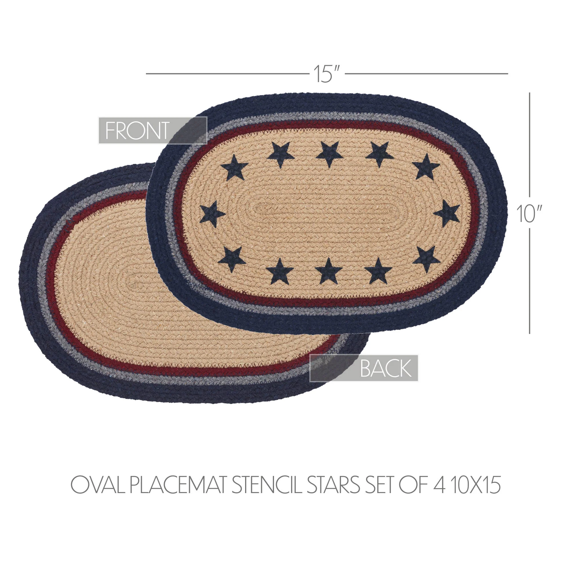 Set of 4 Americana Stencil Stars Oval Placemats 10" x 15" - Image 3