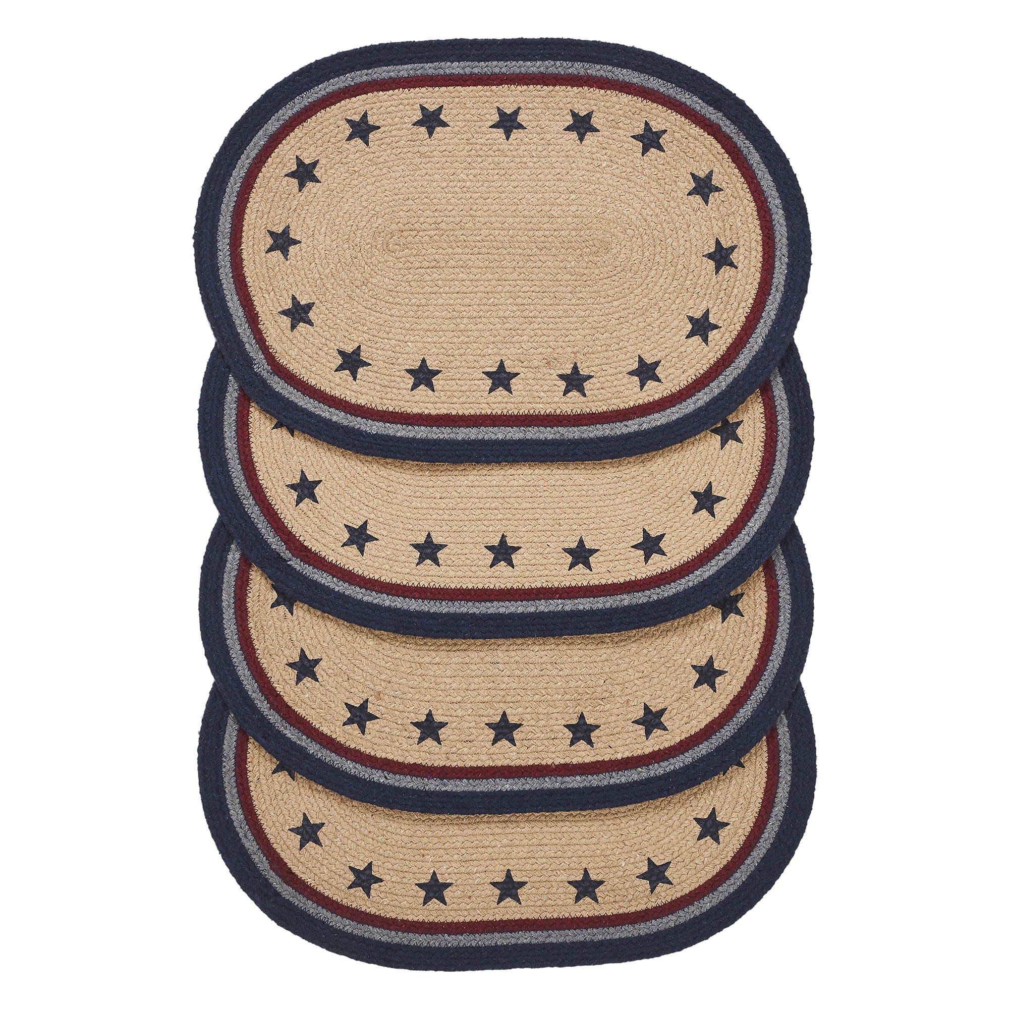 Set of 4 Americana Stencil Stars Oval Placemats 13" x 19" - Image 4
