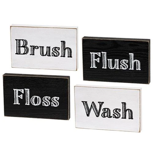 Set of 4 Bathroom Words Mini Block Signs - Image 2