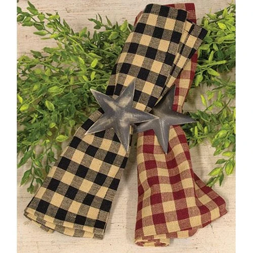 Set of 4 Black & Tan Check Fabric Napkins - Image 3