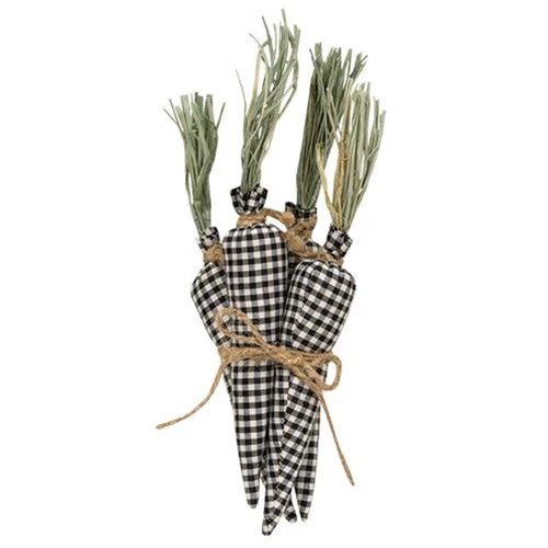 Set of 4 Black & White Buffalo Plaid Carrots