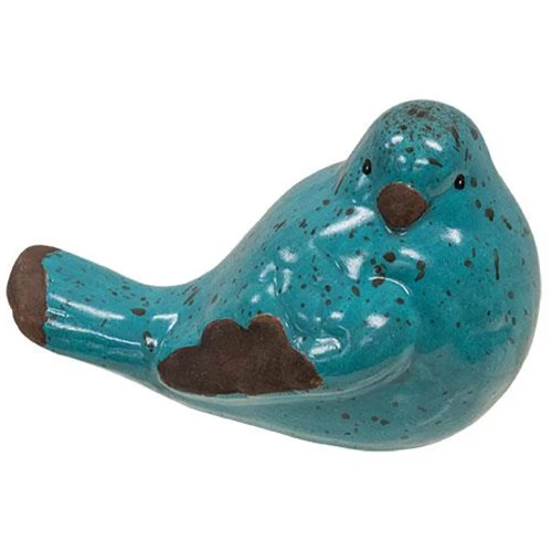 Set of 4 Blue Speckled Bird Resin Figures - Image 4