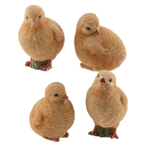 Set of 4 Cheery Resin Chicks