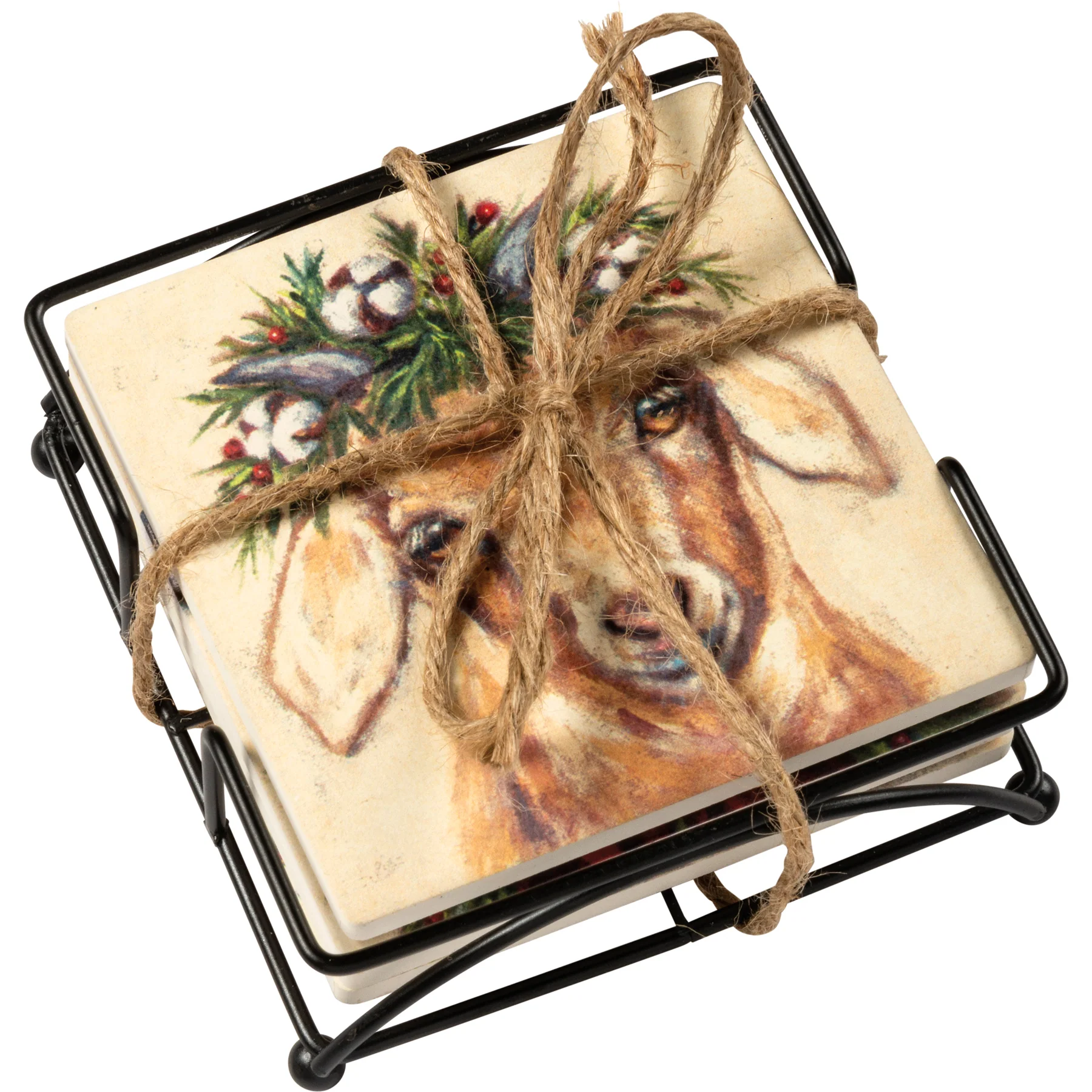 ๐ Set of 4 Christmas Farm Animals Family Coasters - Image 3
