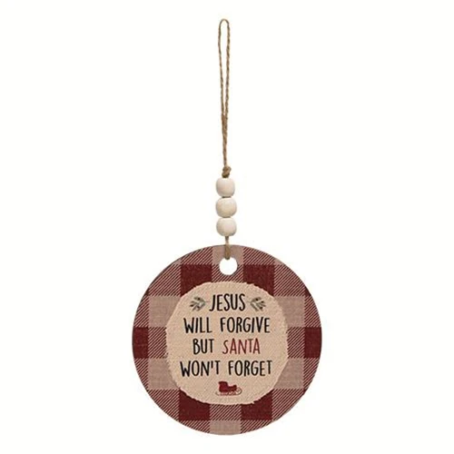 Set of 4 Christmas Sentiments Plaid Ornaments - Image 3