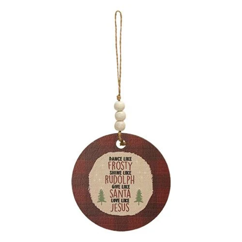 Set of 4 Christmas Sentiments Plaid Ornaments - Image 5